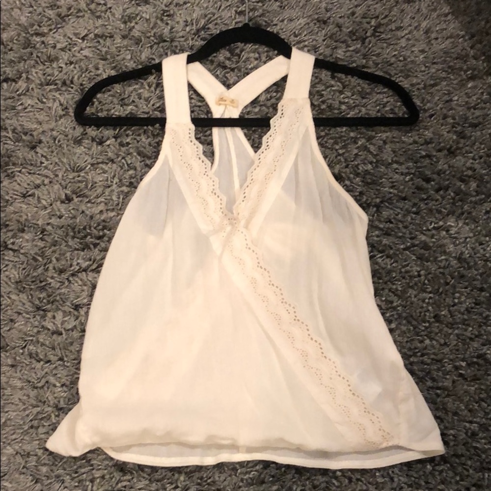 cream lacey blouse tank